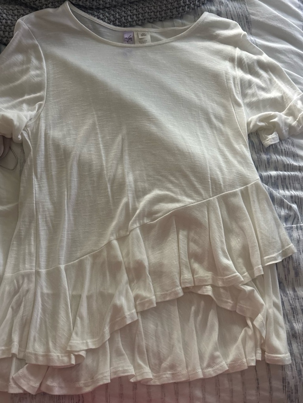 Alya Cream Layered Ruffle-Hem Blouse